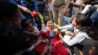 AAP Protest Against Arvind Kejriwal’s Arrest: Atishi, Saurabh Bharadwaj Detained As Aam Aadmi Party Workers Hit Streets Against Delhi CM’s Arrest by ED (Watch Videos)