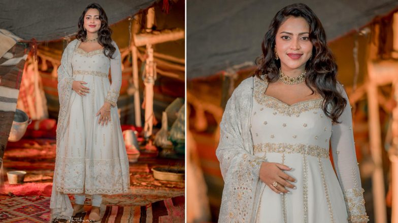 Amala Paul Attends Aadujeevitham aka The Goat Life Music Launch! See Actress’ New Pics Flaunting Baby Bump in Traditional Attire