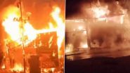 Uttar Pradesh Fire: Massive Blaze Erupts at Sindhi Market Area in Agra (Watch Video)