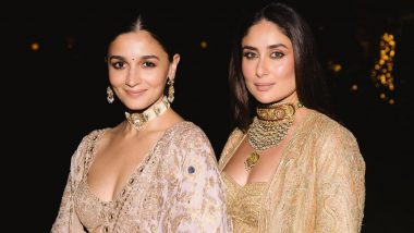 Kareena Kapoor Khan Strikes Pose with 'Golden Girl' Alia Bhatt at Anant Ambani-Radhika Merchant’s Pre-wedding Celebrations (View Pics)