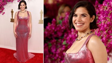 Oscars 2024: America Ferrera Stuns in Shimmery Pink Versace Gown, Channelling Barbie Chic Vibes (View Pics)