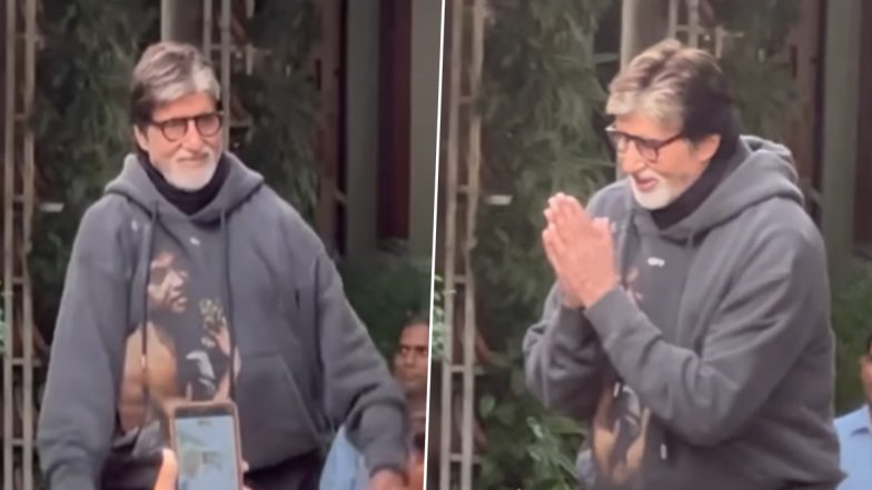 Amitabh Bachchan Keeps Up With the Ritual and Greets Fans With Folded Hands Outside Jalsa (Watch Video)