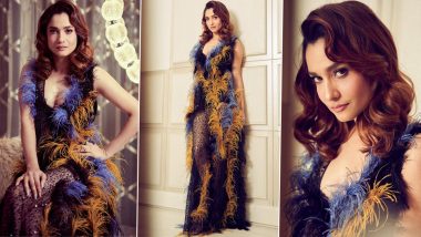 Ankita Lokhande Stuns in Edgy Black Dress Adorned With Blue and Yellow Fur Detailing for a Night of Fashion Fabulousness! (View Pics)