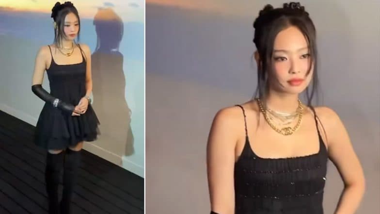 Goth Princess! BLACKPINK's Jennie Stuns in Ballet-Inspired Short Tulle Black Dress at 2024 Chanel's Paris Fashion Week Show (Watch Video)