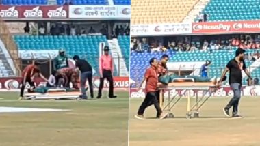 Bangladesh Cricketers Mustafizur Rahman, Jaker Ali Carried Off The Field on Stretchers After Suffering Injuries During BAN vs SL 3rd ODI 2024 (Watch Video)
