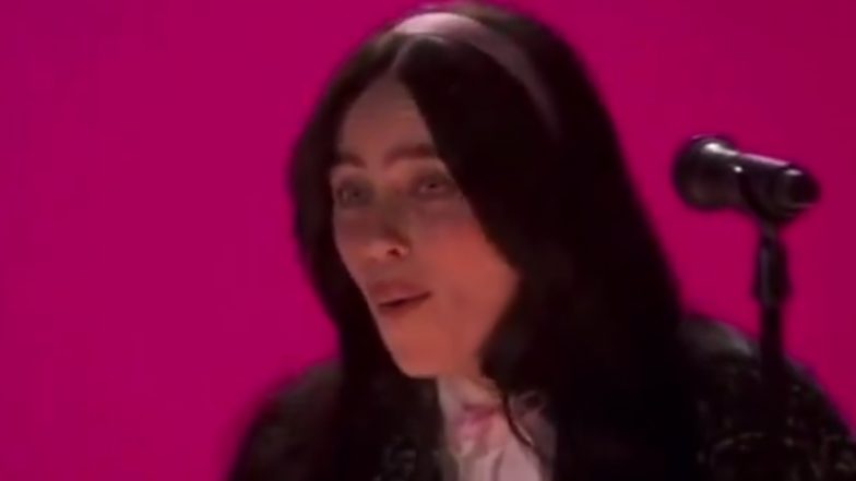 Oscars 2024: Billie Eilish Receives Standing Ovation for ‘What Was I Made For?’ Performance, Moves Barbie Cast to Tears (Watch Video)