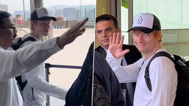 Ed Sheeran Leaves Mumbai After Spectacular Concert; Watch Video of the Singer Bidding Farewell to Paparazzi at the Airport