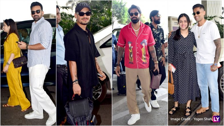 Cricketers' Dashing Airport Looks: Hardik Pandya, Ishan Kishan and Other Indian Cricket Stars Leave for Jamnagar To Attend Anant Ambani and Radhika Merchant Pre-Wedding Festivities (View Pics)