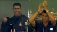 From Disappointment to Joy, Cristiano Ronaldo Shows Variety of Emotions As He Attends Al-Nassr vs Al-Hazem Match From Stands Due to Suspension (See Pic and Videos)