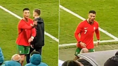 Angry Cristiano Ronaldo Lashes Out at Referee As He Storms off The Pitch After Portugal's 0–2 Defeat to Slovenia in International Friendly, Videos Go Viral