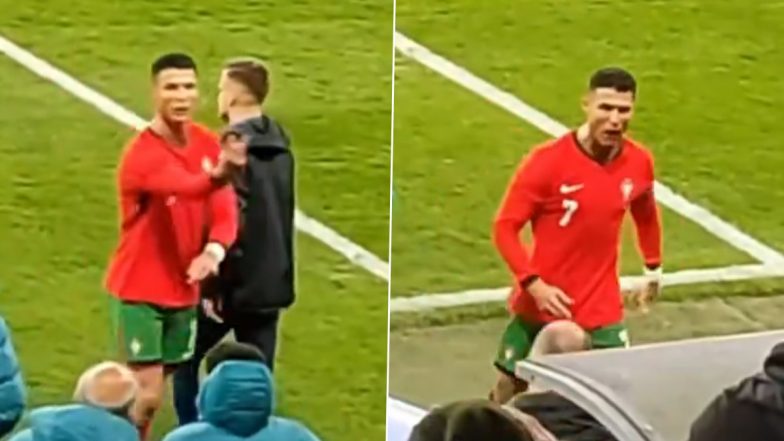 Angry Cristiano Ronaldo Lashes Out at Referee As He Storms off The Pitch After Portugal's 0–2 Defeat to Slovenia in International Friendly, Videos Go Viral