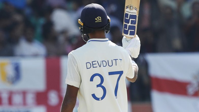 Devdutt Padikkal Hits a Six To Complete His Maiden Test Half-Century on Debut, Achieves Feat During IND vs ENG 5th Test 2024 (Watch Video)