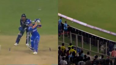 Dewald Brevis Hits No-Look Six off Rashid Khan’s Bowling During GT vs MI IPL 2024 Match (Watch Video)