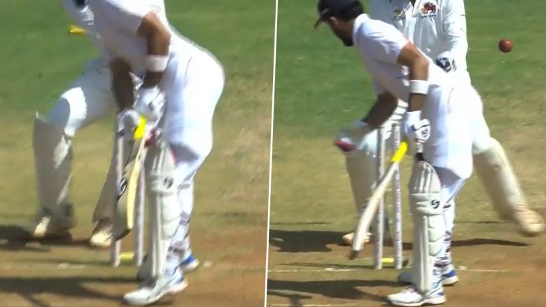 Tanush Kotian Bowls a Cracking Off-Spin Delivery To Dismiss Dhruv Shorey During Mumbai vs Vidarbha Ranji Trophy 2023–24 Final (Watch Video)