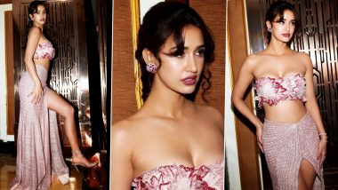 Disha Patani Makes Glamorous Appearance in Floral Bustier Top With Shimmery Thigh-High Slit Skirt and Braided Hairdo at an Event (View Pics)