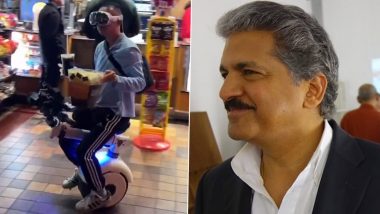 Apple Vision Pro Viral Video: Anand Mahindra Reacts to Man Wearing Apple's Mixed Reality Headset and Riding E-Vehicle Inside Mall, Says ‘It’s a Nightmare’ (Watch Video)