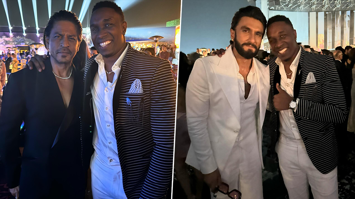 Agency News | Dwayne Bravo Poses With Shah Rukh Khan and Ranveer Singh ...