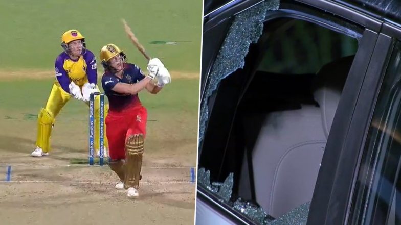 Ellyse Perry Breaks Window Glass of Display Car With a Six During UPW-W vs RCB-W WPL 2024 Match (Watch Video)