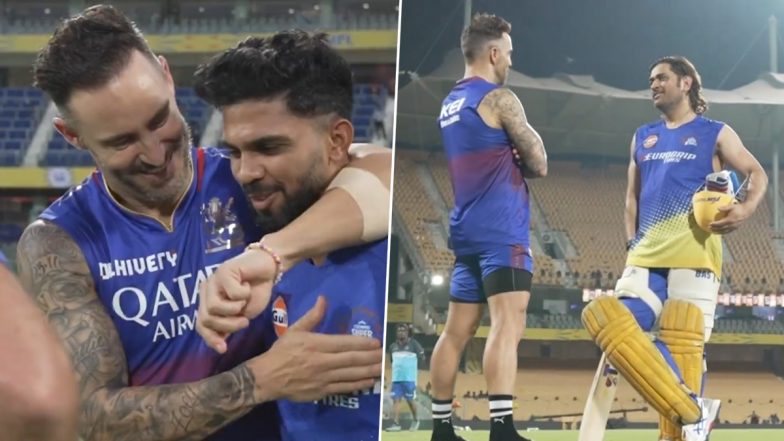 Faf du Plessis Reunites With Former Teammates MS Dhoni and Ruturaj Gaikwad Ahead of CSK vs RCB IPL 2024 Match, Video Goes Viral