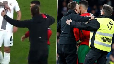 Fan Takes Selfie With Cristiano Ronaldo, Kisses Him After Entering Ground During Slovenia vs Portugal International Friendly; Video Goes Viral