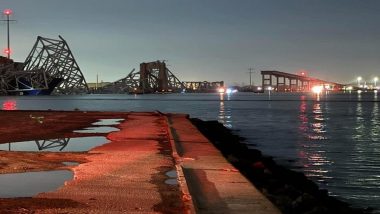 Francis Scott Key Bridge Collapse Videos: Key Bridge in Baltimore Collapses After Ship Struck It, Vehicles Plunge Into River