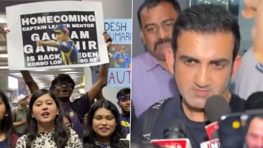 KKR Mentor Gautam Gambhir Receives Warm Welcome As He Arrives in Kolkata Ahead of IPL 2024 (Watch Video)