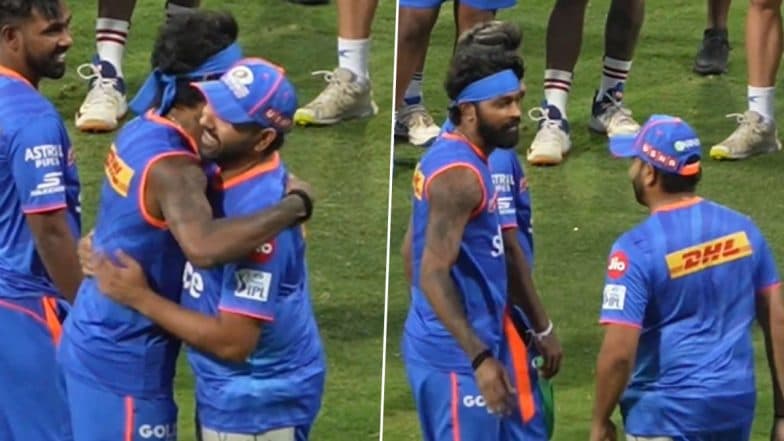 Hardik Pandya Hugs Rohit Sharma During Mumbai Indians' Training Session Ahead of IPL 2024, Video Goes Viral