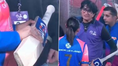WPL 2024 Match Referee Cross Examines Harmanpreet Kaur's Bat Following Her Match-Winning Knock in MI-W vs GG-W Match (Watch Video)