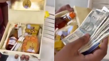 Cash For 'Votes' in Andhra Pradesh: Political Parties Distribute ‘Gift Box’ Containing Liquor and Money Ahead of Lok Sabha and Assembly Elections, Viral Video Surfaces