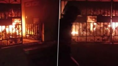 Shahdara Fire: Massive Blaze Erupts in a House in Delhi, Firefighting Operation Underway (Watch Video)