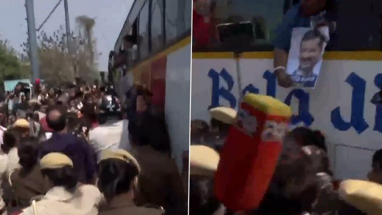 Arvind Kejriwal Arrested by ED: AAP Ministers Atishi, Saurabh Bharadwaj Detained by Police During Party's Protest Against Delhi CM's Arrest (Watch Videos)