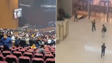 Moscow Terror Attack: Videos Show Chaotic Scenes, Bloodied Bodies Lying on Ground as Terrorists Open Indiscriminate Fire in Crocus City Hall While People Duck for Cover