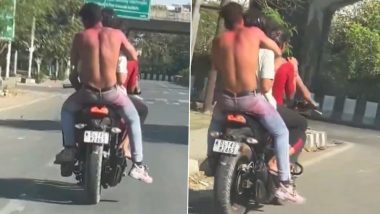 Randy Youngsters Making Out on Bike Video: Group of Four Young Guys and Girls Engage in Obscene Act on Two-Wheeler Allegedly After Playing Holi in Noida, Fined Rs 24,500 After Clip Goes Viral