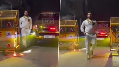 Delhi Police Barricade Set on Fire by Man for Making Instagram Reel, Arrested After Video Goes Viral
