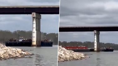 Oklahoma: Barge Strikes Bridge Over Arkansas River Days After Baltimore Bridge Collapse, No Damage Reported (Watch Video)