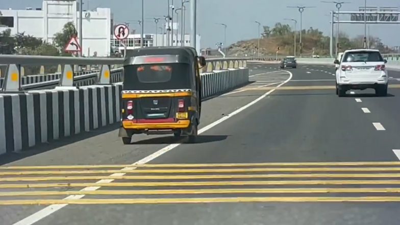 Auto Rickshaw Spotted on Atal Setu: Three-Wheeler Seen Operating on Mumbai Trans Harbour Link Despite Ban, Viral Video Surfaces