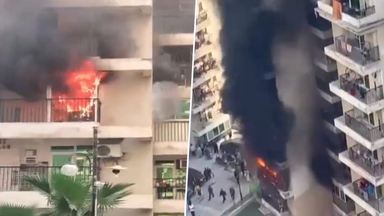 Greater Noida Fire: Blaze Erupts in Two Flats of a Residential Society in Uttar Pradesh, No Casualties Reported (Watch Video)