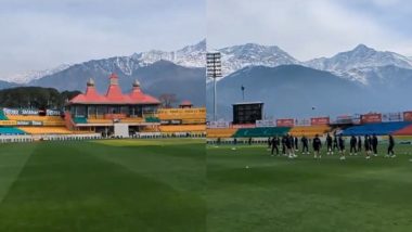 England Cricket Team Train With Snow Clad Mountains in the Background at HPCA Stadium in Dharamshala Ahead of IND vs ENG 5th Test 2024 (Watch Video)