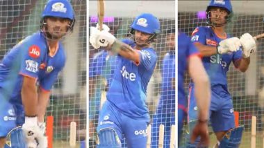 Ishan Kishan Sweats it Out In Mumbai Indians Nets Ahead of IPL 2024 (Watch Video)