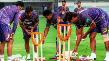KKR Players, Staff Perform 'Puja' at Eden Gardens Before Starting Practice Session Ahead of IPL 2024 (See Pic)