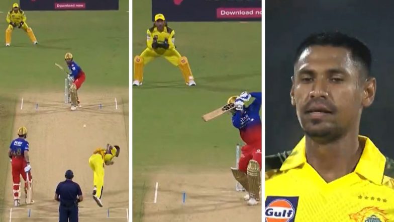 Rajat Patidar Wicket Video: Mustafizur Rahman Accounts for Right-Handed Batsman As MS Dhoni Takes Catch During CSK vs RCB IPL 2024