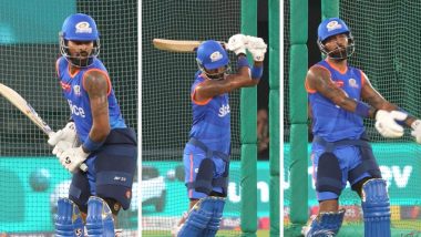 Hardik Pandya Replicates Rashid Khan’s Famous 'No-Look' Shot at Mumbai Indians Nets Ahead of GT vs MI IPL 2024 Match (Watch Video)