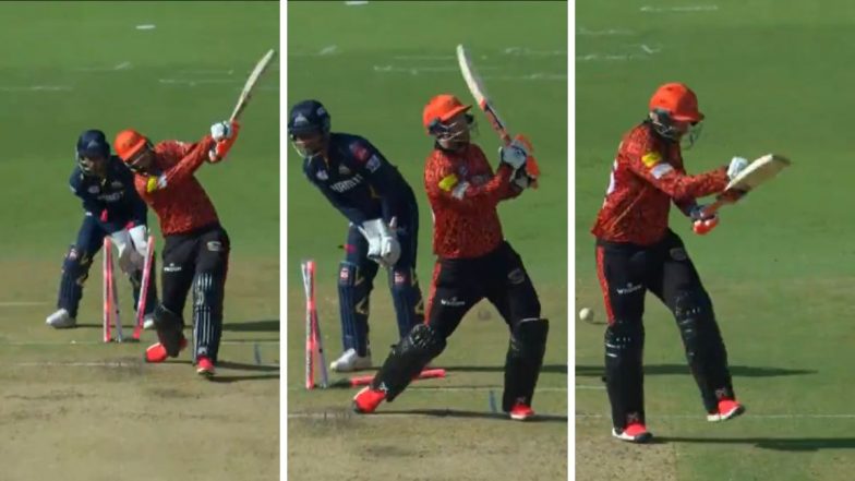 Heinrich Klaasen Punches Bat in Anger After Getting Dismissed By Rashid Khan During GT vs SRH IPL 2024 Match, Video Goes Viral!