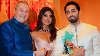 Priyanka Chopra Strikes a Stunning Pose With Ayushmann Khurrana and Bulgari CEO Jean-Christophe Babin at Ambani’s Holi Bash (View Pic)