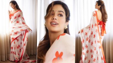 Janhvi Kapoor Serves Retro Vibes in Beautiful Floral Saree; Check Out Stunning Pics of the Actress!
