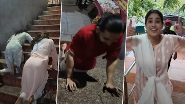 Janhvi Kapoor Climbs the Stairs of Tirupati Balaji Temple on Knees; Orry Joins (Watch Video)