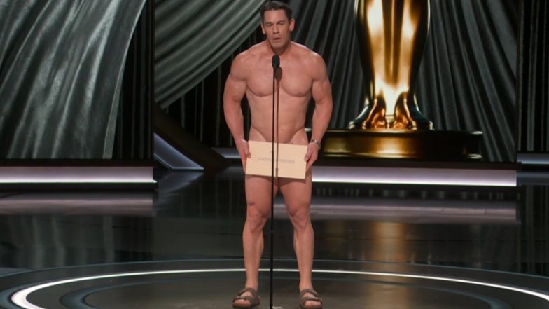 Oscars 2024: John Cena Streaks, Actor Goes Naked on Stage To Present Best Costume Design Award for Poor Things (Watch Videos)