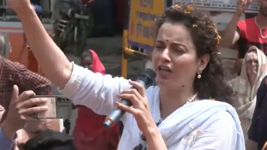 Kangana Ranaut Conducts Road Show in Mandi in Prep for Lok Sabha Elections 2024, BJP Candidate Chants 'Jai Shri Ram' to Win Crowds (Watch Video)