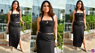Oh-So-Sexy! Kareena Kapoor Khan Keeps It Bold and Beautiful in Black Halter Neck Top and Thigh-Slit Skirt (View Pics)