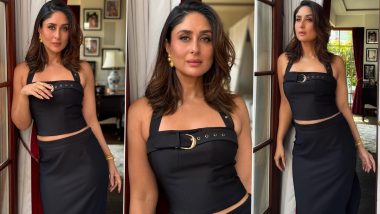 Kareena Kapoor Khan Is a Glam Goddess in a Fab Black Look, Steals the Spotlight at the Promotions of Her Upcoming Film Crew (View Pics)